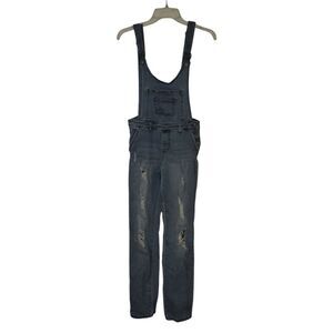I AND M OVERALLS Distressed Denim Overalls
